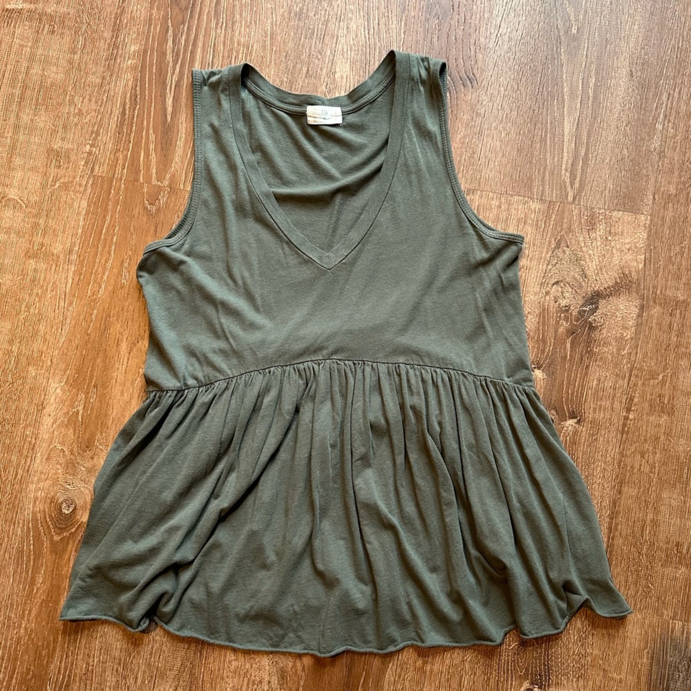 T.La Anthropologie v-neck peplum tank top